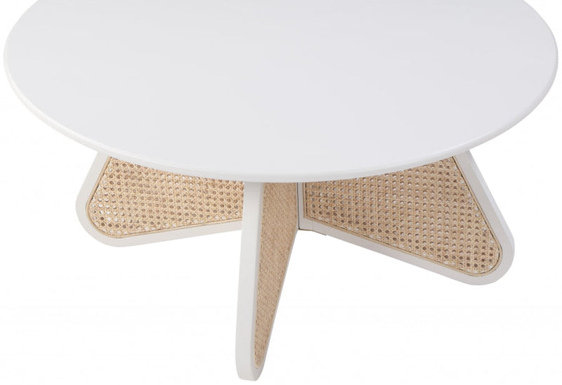 Butterfly Natural Cane And Oak Veneer Coffee Table in White - 208White-CT