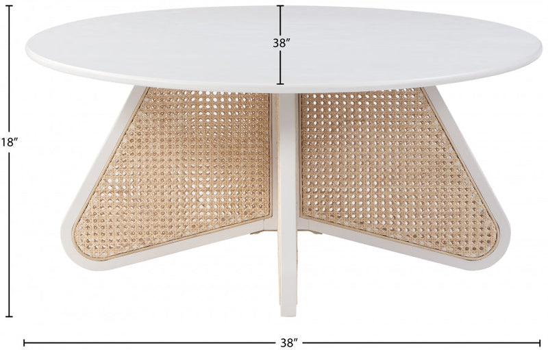 Butterfly Natural Cane And Oak Veneer Coffee Table in White - 208White-CT