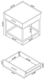 Byers 1-drawer Square Engineered Wood End Table Brown Oak - 723777