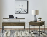 Byers 2-piece Lift Top Coffee and End Table Set Brown Oak - 723778-S2
