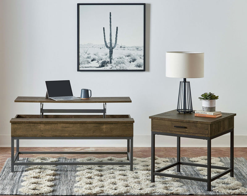 Byers Engineered Wood Lift Top Coffee Table Brown Oak - 723778