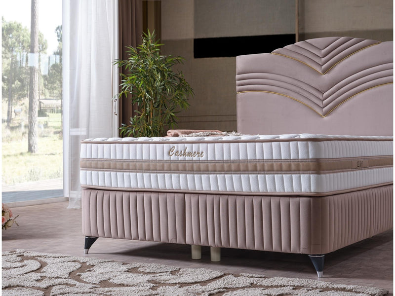Cınar Storage Bed With Headboard Light Brown - King in Light Brown - 110-CIN-BBFLBRW-200-SBWHD