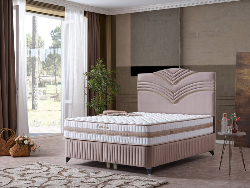 Cınar Storage Bed With Headboard Light Brown - Queen in Light Brown - 110-CIN-BBFLBRW-150-SBWHD