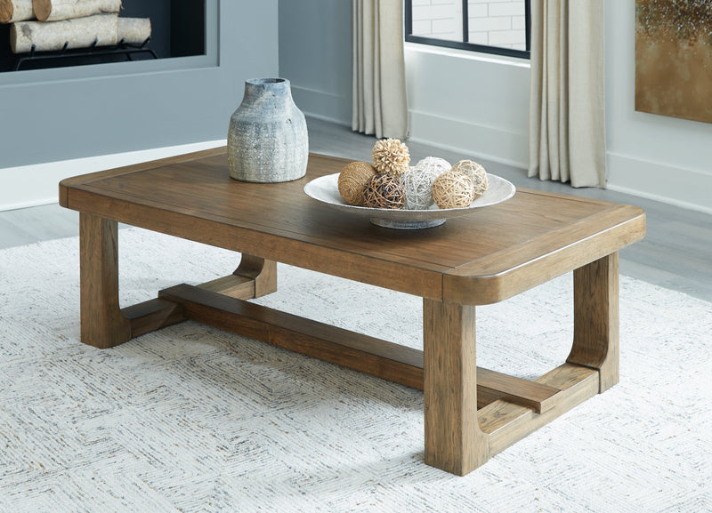 Cabalynn Coffee Table with 1 End Table in Light Brown - PKG015597