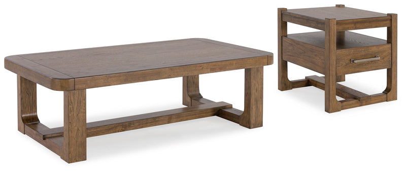 Cabalynn Coffee Table with 1 End Table in Light Brown - PKG015597