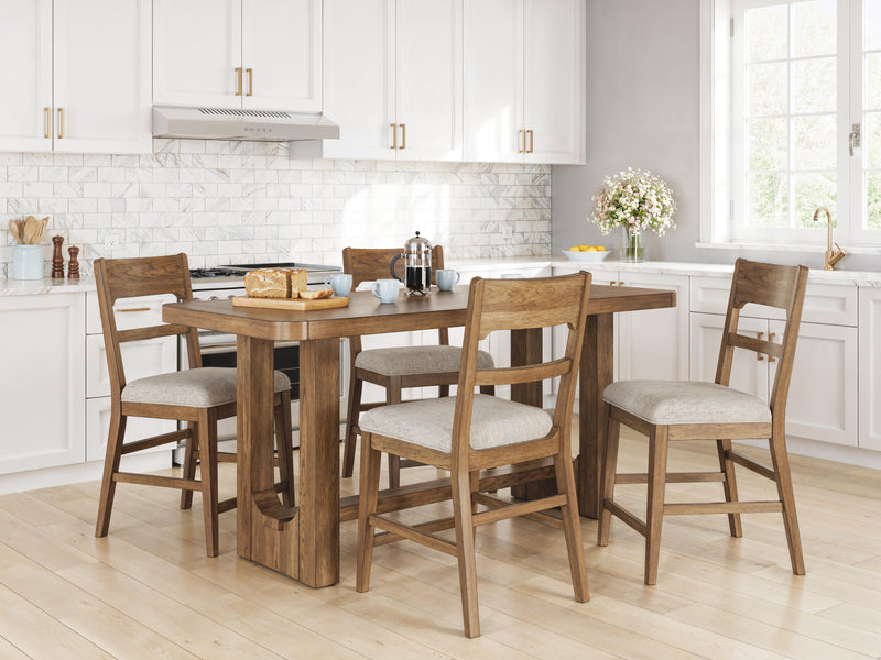 Cabalynn Counter Height Dining Table and 4 Barstools - D974D4