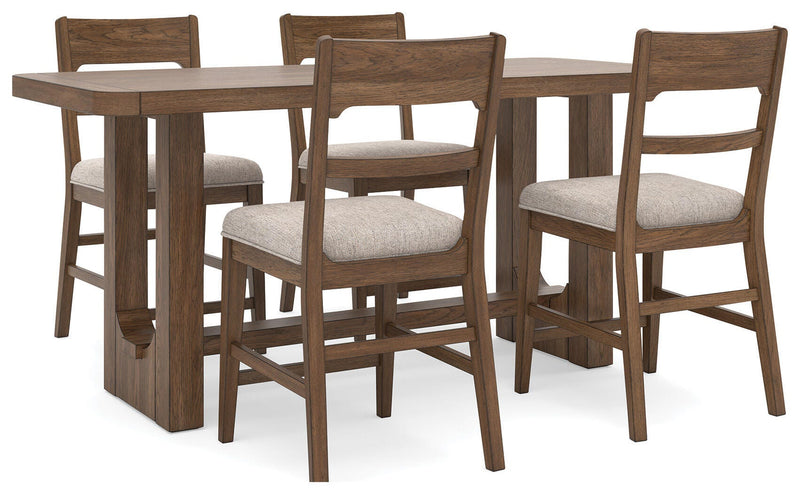 Cabalynn Counter Height Dining Table and 4 Barstools - D974D4