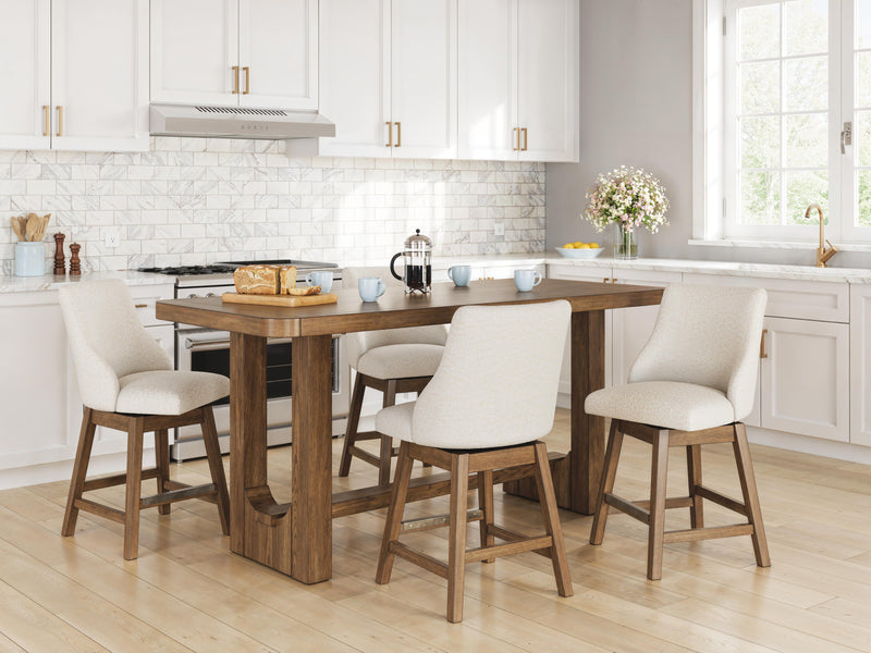 Cabalynn Counter Height Dining Table and 4 Barstools - D974D5