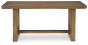 Cabalynn Counter Height Dining Table and 6 Barstools with Storage in Light Brown from Ashley - Luna Furniture
