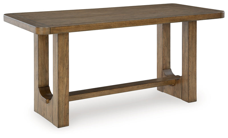 Cabalynn Counter Height Dining Table and 6 Barstools with Storage in Light Brown from Ashley - Luna Furniture