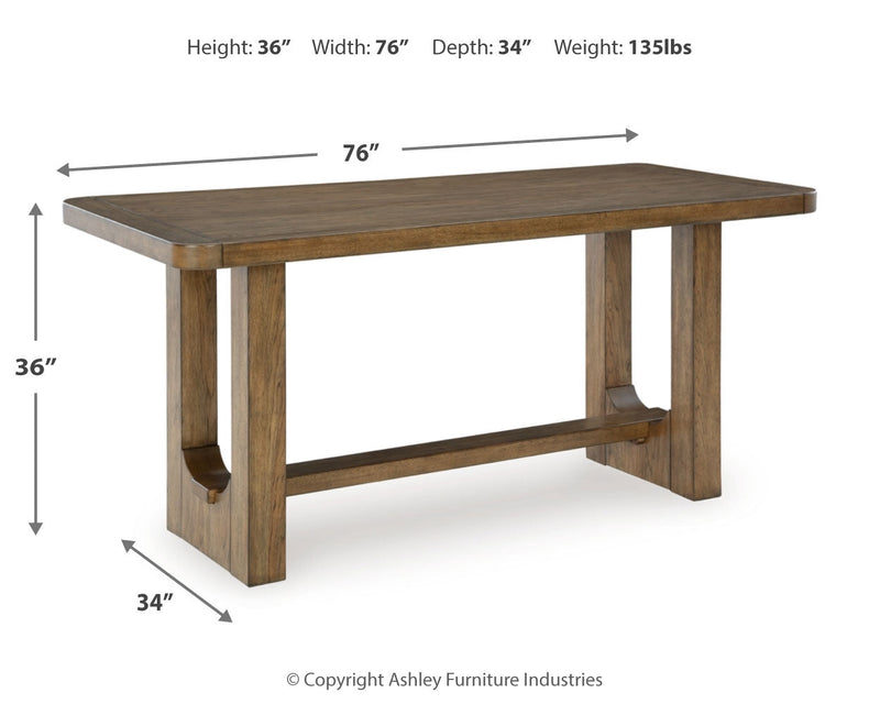 Cabalynn Counter Height Dining Table and 6 Barstools with Storage in Light Brown from Ashley - Luna Furniture