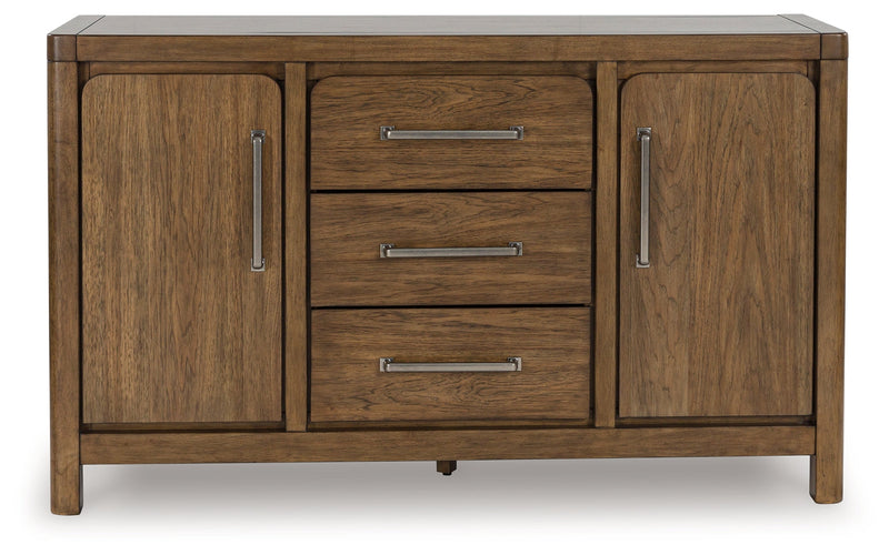 Cabalynn Counter Height Dining Table and 6 Barstools with Storage in Light Brown from Ashley - Luna Furniture