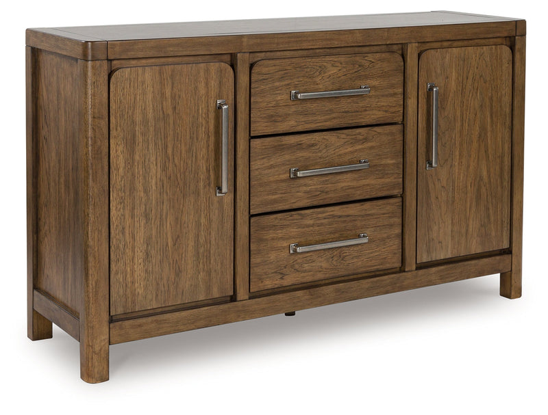 Cabalynn Counter Height Dining Table and 6 Barstools with Storage in Light Brown from Ashley - Luna Furniture