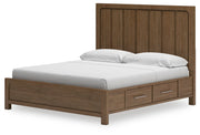 Cabalynn King Panel Bed with Storage with Mirrored Dresser and Chest in Light Brown - PKG015744