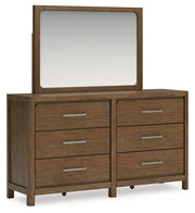 Cabalynn King Panel Bed with Storage with Mirrored Dresser and Nightstand in Light Brown - PKG015743