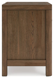 Cabalynn King Panel Bed with Storage with Mirrored Dresser and Nightstand in Light Brown - PKG015743