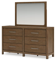 Cabalynn King Panel Bed with Storage with Mirrored Dresser and Nightstand in Light Brown - PKG015743