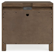 Cabalynn King Upholstered Bed with Chest and Nightstand in Light Brown from Ashley - Luna Furniture