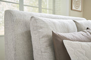 Cabalynn King Upholstered Bed with Mirrored Dresser in Light Brown - PKG015728
