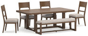 Cabalynn Light Brown Dining Table and 4 Chairs and Bench - Gate FurnitureDining Room Set