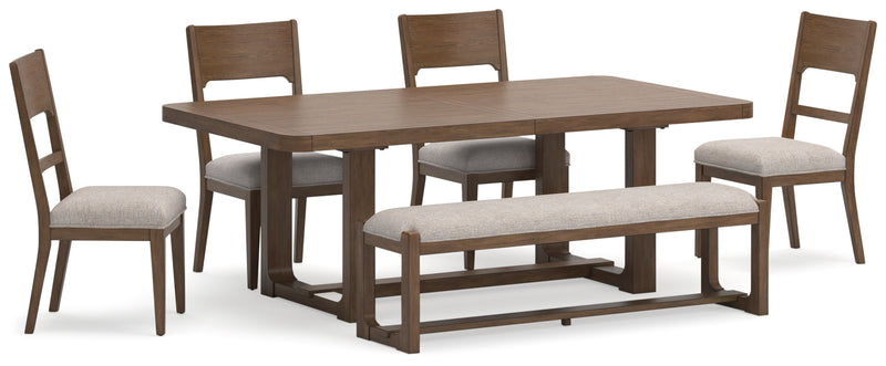 Cabalynn Light Brown Dining Table and 4 Chairs and Bench - Gate FurnitureDining Room Set