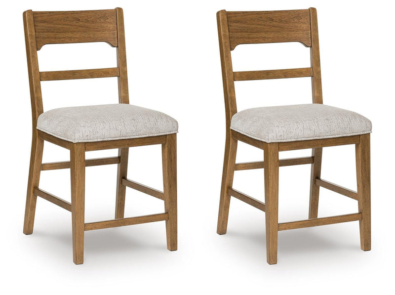 Cabalynn Oatmeal/Light Brown Counter Height Barstool, Set of 2 - D974-224