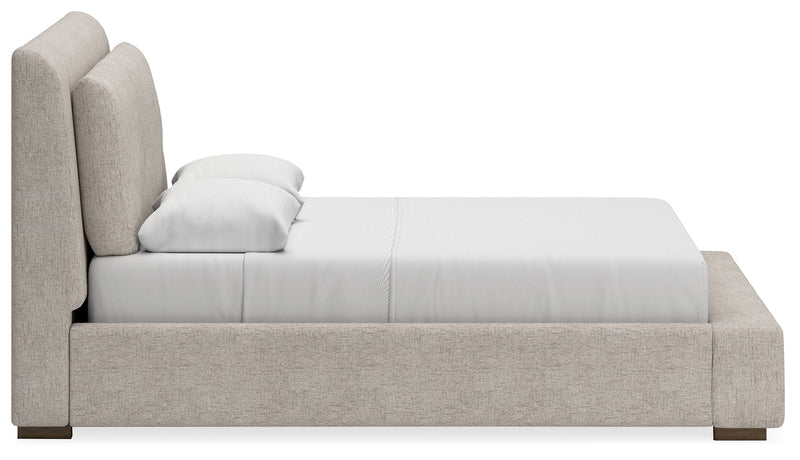 Cabalynn Queen Upholstered Bed with Chest and Nightstand in Light Brown from Ashley - Luna Furniture