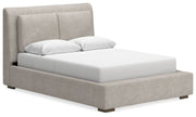 Cabalynn Queen Upholstered Bed with Dresser in Light Brown - PKG019230