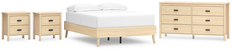 Cabinella Full Platform Bed with Dresser and 2 Nightstands in Tan - PKG017220