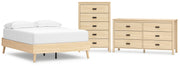 Cabinella Full Platform Bed with Dresser and Chest in Tan - PKG017224