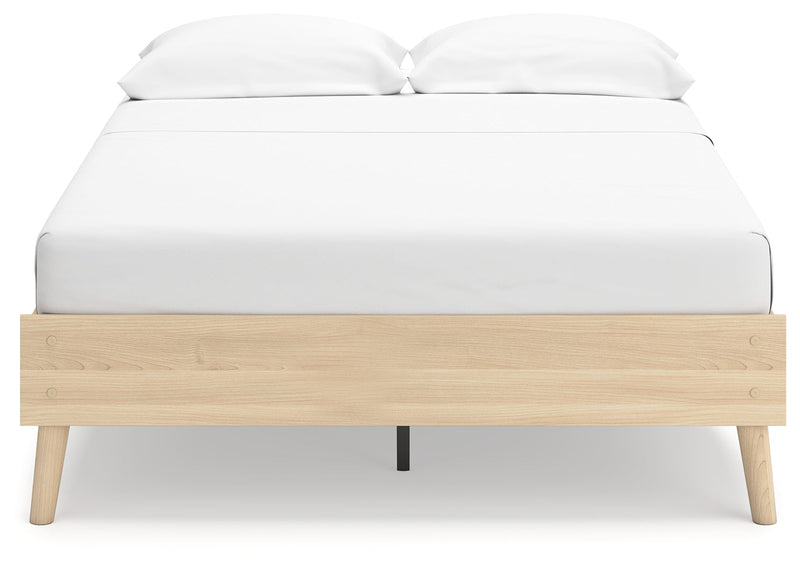 Cabinella Full Platform Bed with Dresser and Nightstand in Tan - PKG017223