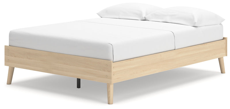 Cabinella Full Platform Bed with Dresser and Nightstand in Tan - PKG017223