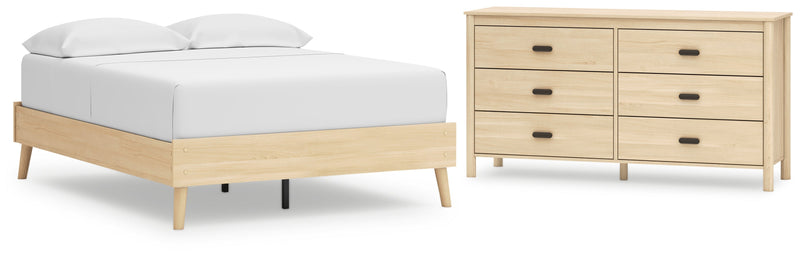 Cabinella Full Platform Bed with Dresser in Tan - PKG017219