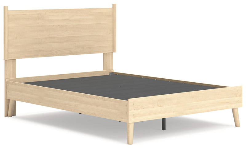 Cabinella Full Platform Panel Bed with Dresser and 2 Nightstands in Tan - PKG017227