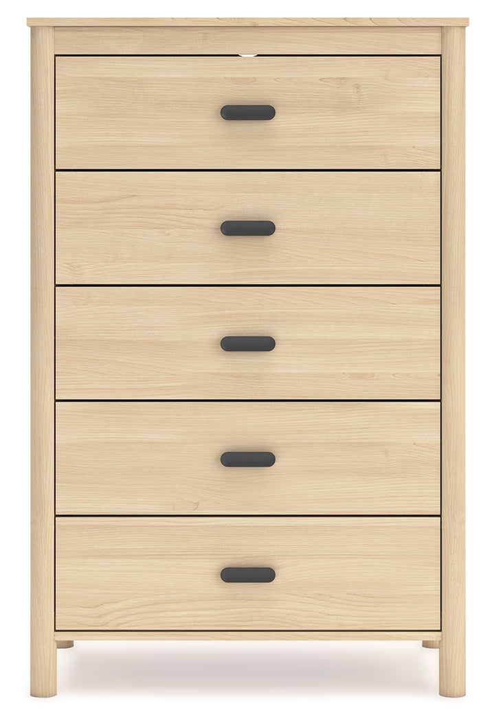 Cabinella Full Platform Panel Bed with Dresser and Chest in Tan - PKG017231