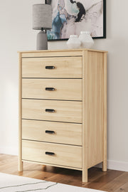 Cabinella Full Platform Panel Bed with Dresser and Chest in Tan - PKG017231