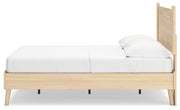 Cabinella Full Platform Panel Bed with Dresser, Chest and 2 Nightstands in Tan - PKG017229