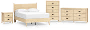Cabinella Full Platform Panel Bed with Dresser, Chest and Nightstand in Tan - PKG017232