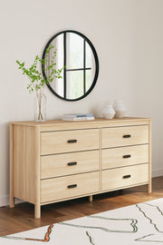Cabinella Full Platform Panel Bed with Dresser in Tan - PKG017226