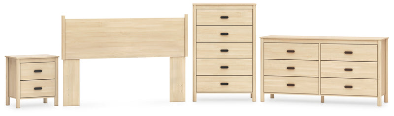 Cabinella Queen Panel Headboard with Dresser, Chest and Nightstand in Tan - PKG017288