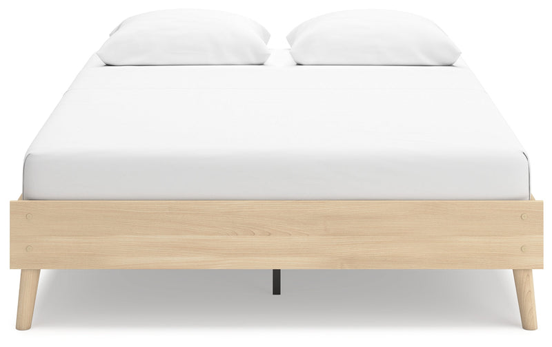 Cabinella Queen Platform Bed with 2 Nightstands in Tan - PKG017291