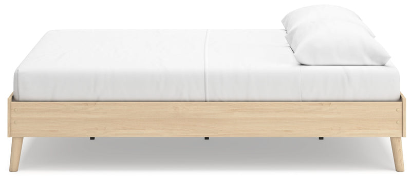 Cabinella Queen Platform Bed with 2 Nightstands in Tan - PKG017291