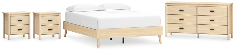 Cabinella Queen Platform Bed with Dresser and 2 Nightstands in Tan - PKG017290
