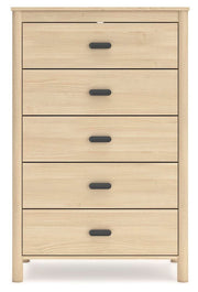 Cabinella Queen Platform Panel Bed, Dresser and Chest in Tan - PKG017301