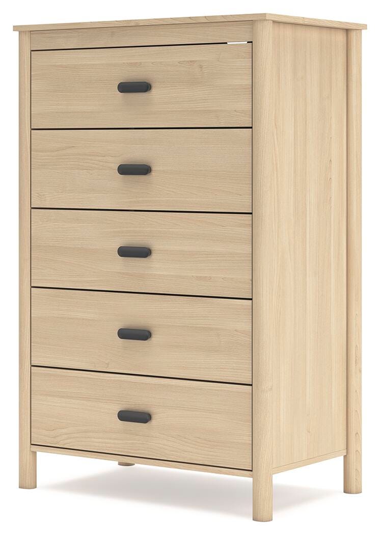 Cabinella Queen Platform Panel Bed, Dresser and Chest in Tan - PKG017301