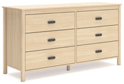 Cabinella Queen Platform Panel Bed with Dresser in Tan - PKG017296
