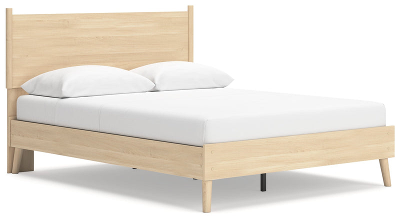 Cabinella Queen Platform Panel Bed with Dresser in Tan - PKG017296