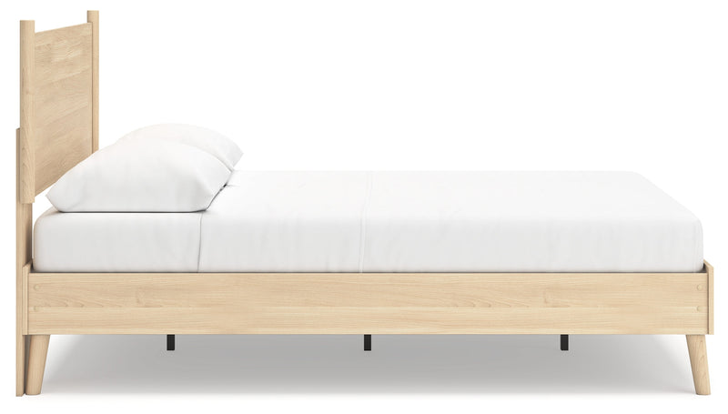 Cabinella Queen Platform Panel Bed with Dresser in Tan - PKG017296