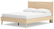 Cabinella Queen Platform Panel Bed with Dresser in Tan - PKG017296