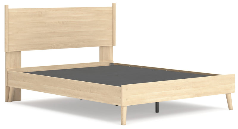 Cabinella Queen Platform Panel Bed with Dresser in Tan - PKG017296